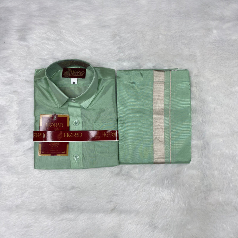 Horad Premium Art Silk Pista Green Kids Set