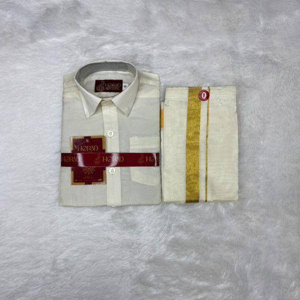 Horad Premium Art Silk Cream with Gold  Kids Set