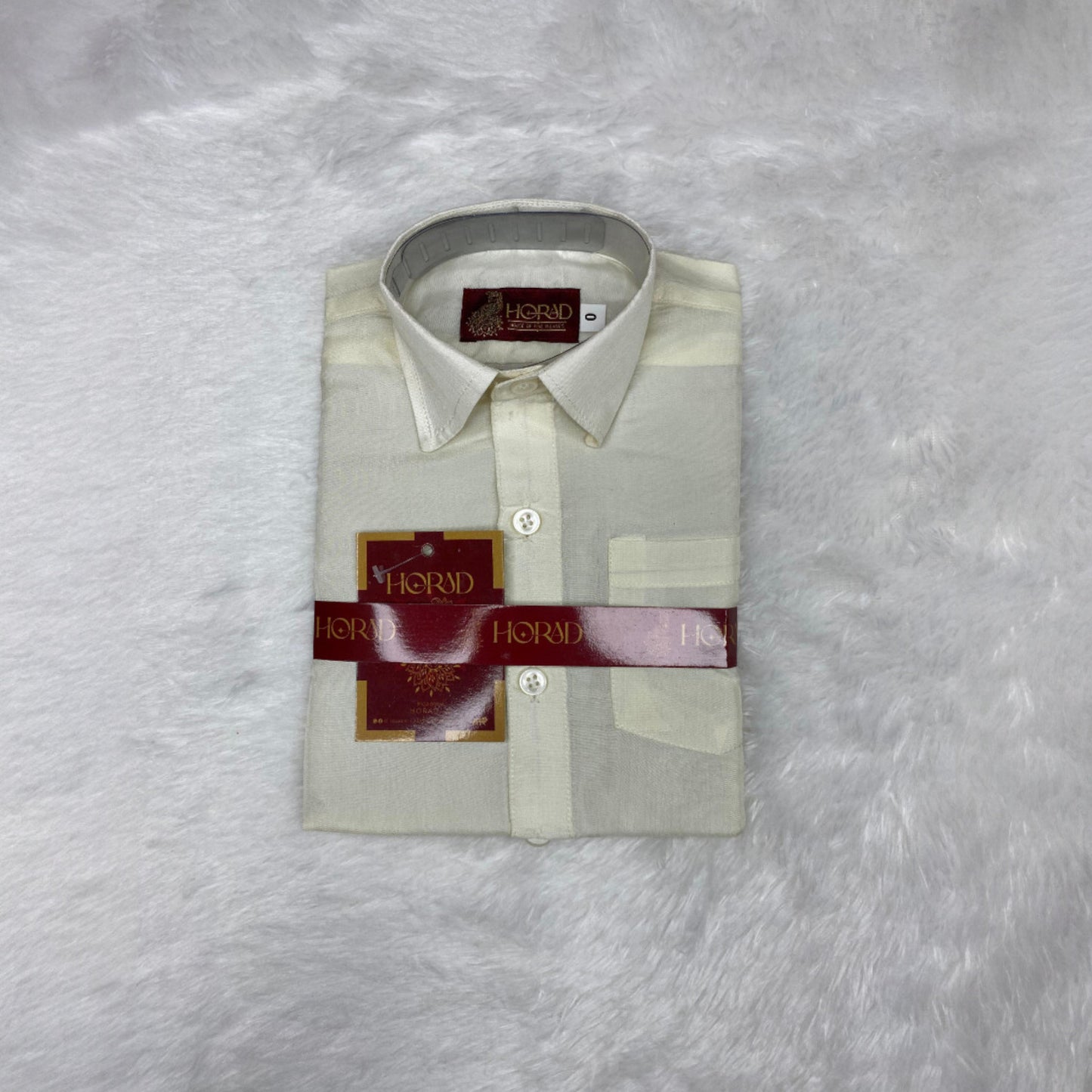 Horad Premium Art Silk Cream with FIR.Green+Silver Border Kids Set