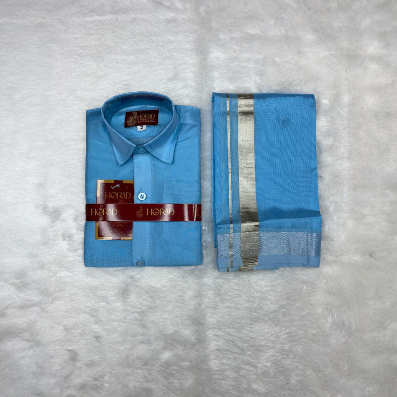 Horad Premium Art Silk Sky Blue Kids Set