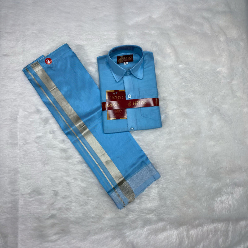 Horad Premium Art Silk Sky Blue Kids Set
