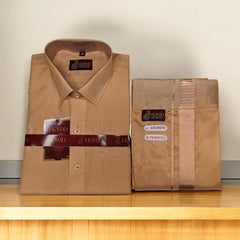 Horad Premium Art Silk Light Copper Shirt + Welcro Dhoti