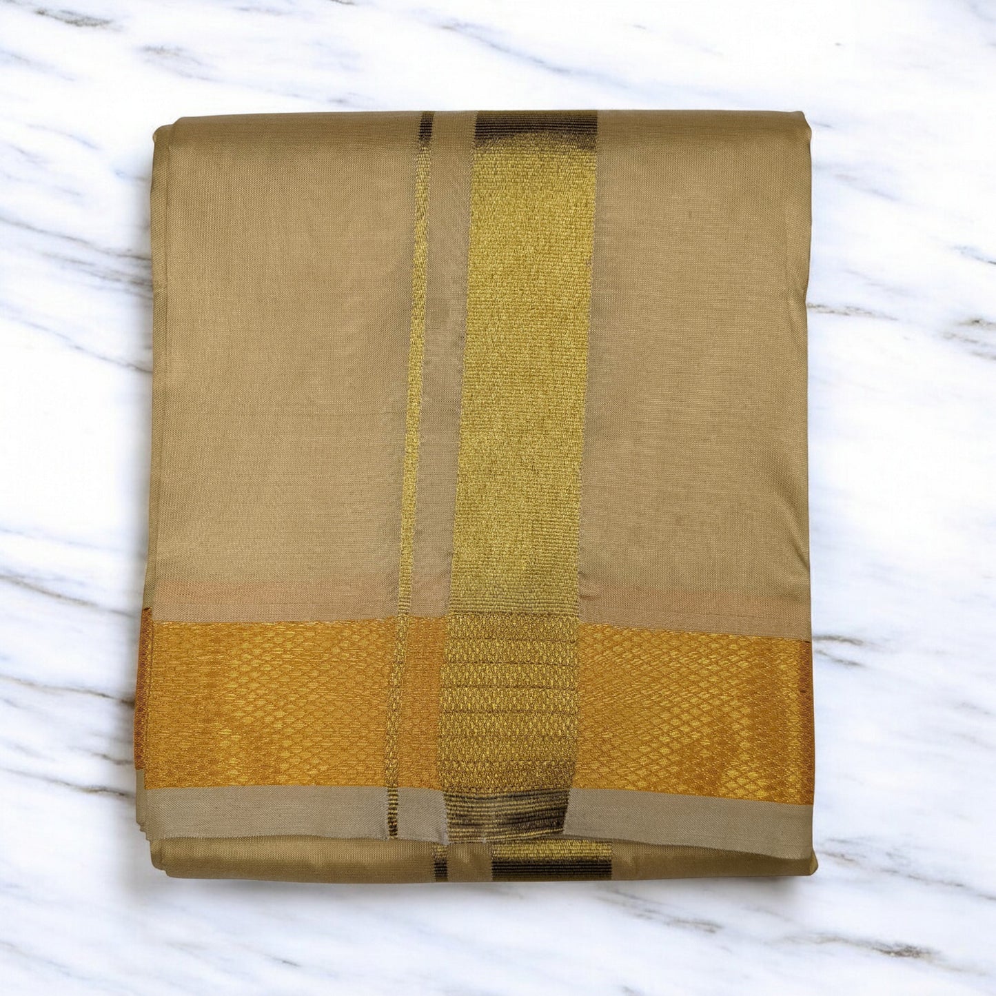 Horad Premium Art Silk Light Gold Dhoti