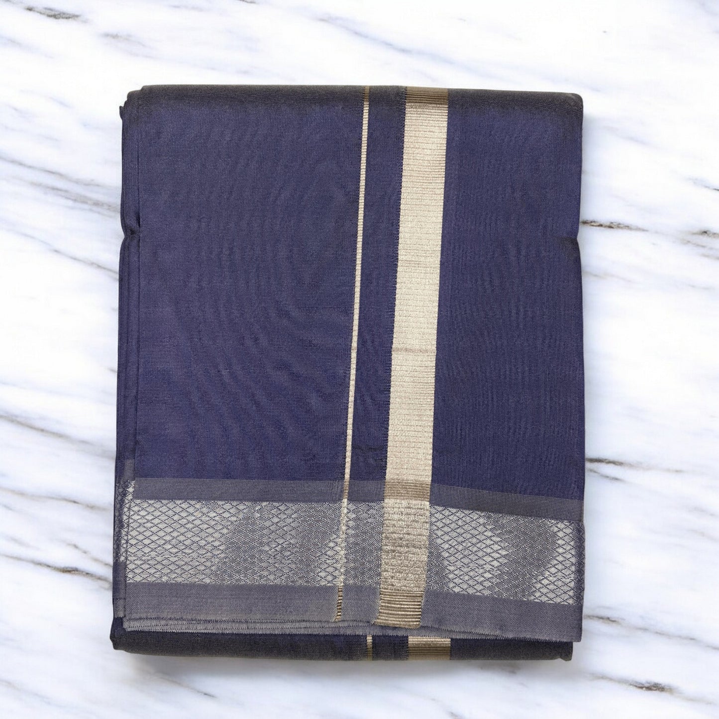 Horad Premium Art Silk Navy Blue Dhoti