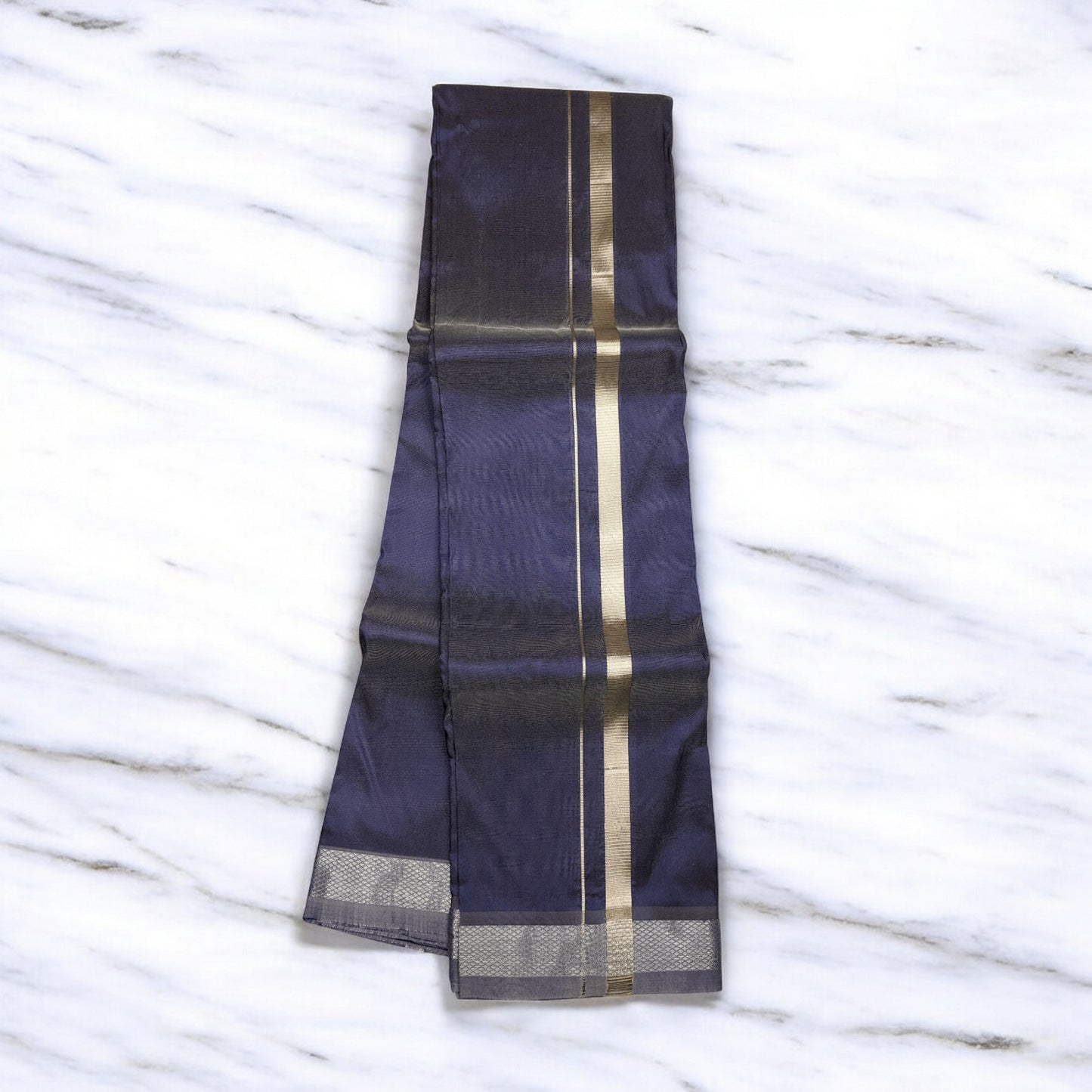 Horad Premium Art Silk Navy Blue Dhoti