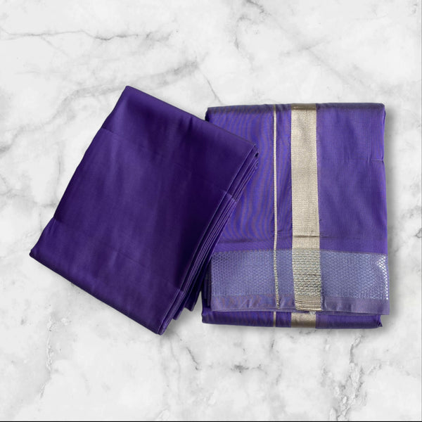 HORAD Premium Art Silk P.Purple Dhoti with Shirt Material