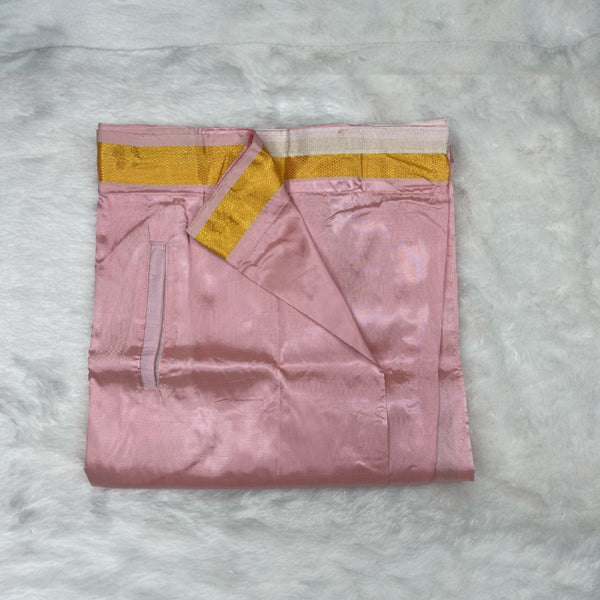 Horad Premium Art Silk Petal Pink Shirt + Welcro Dhoti + Angavastram