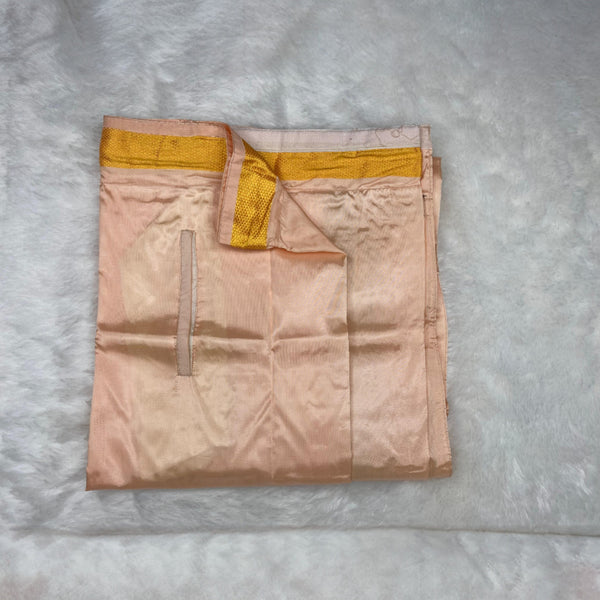 HORAD Premium Art Silk Rose Gold Welcro Dhoti with Shirt Material + Angavastram