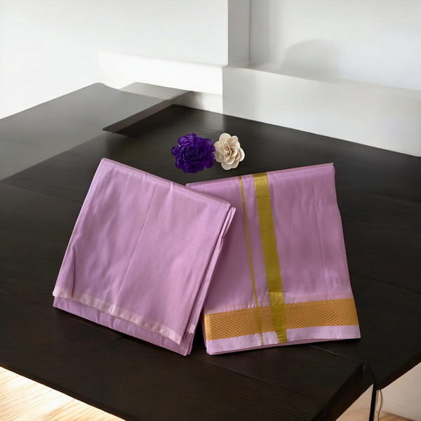 HORAD Premium Art Silk R.Pink Dhoti with Shirt Material
