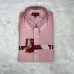 Horad Premium Art Silk Petal Pink Shirt +Dhoti