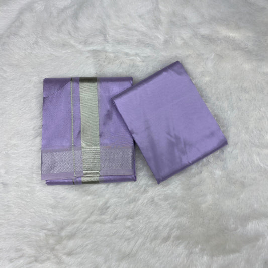 HORAD Premium Art Silk Lavender Dhoti with Shirt Material