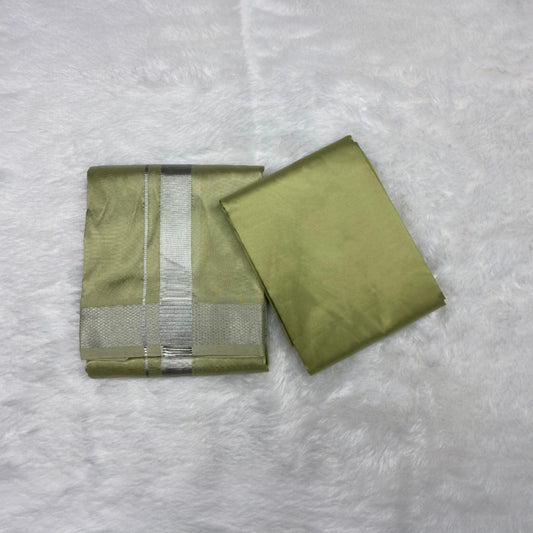 HORAD Premium Art Silk FIR.Green Dhoti with Shirt Material