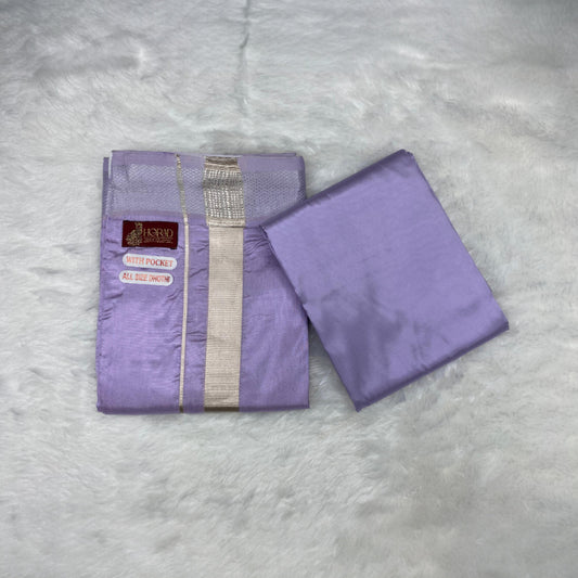 HORAD Premium Art Silk Lavender Welcro Dhoti with Shirt Material