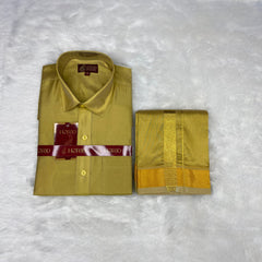Horad Premium Art Silk Dark Gold Shirt + Dhoti