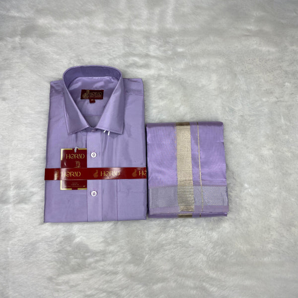 Horad Premium Art Silk Lavender Shirt + Dhoti
