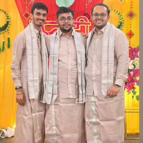 Horad Premium Art Silk Sandstone Shirt + Dhoti +  Angavastram
