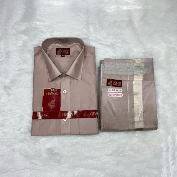 Horad Premium Art Silk Sandstone Shirt + Welcro Dhoti