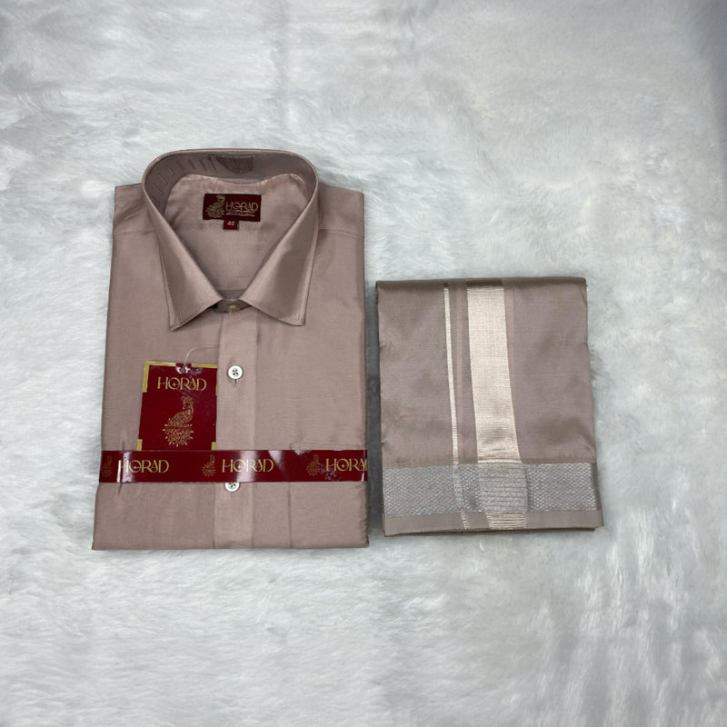 Horad Premium Art Silk Sandstone Shirt + Dhoti