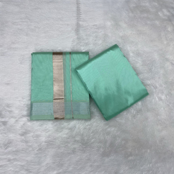 HORAD Premium Art Silk M.L.Green Dhoti with Shirt Material