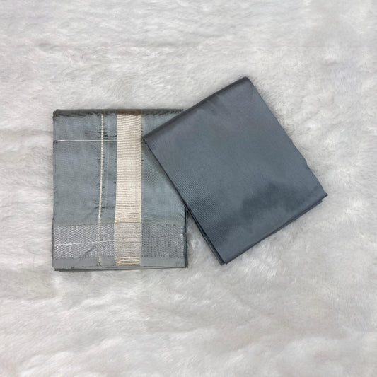HORAD Premium Art Silk Steel Grey  Dhoti with Shirt Material