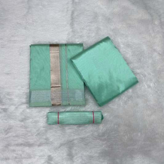 HORAD Premium Art Silk M.L.Green Dhoti with Shirt Material + Belt