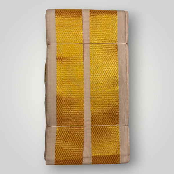 HORAD Premium Art Silk Rose Gold Dhoti + Angavastram (9X5)