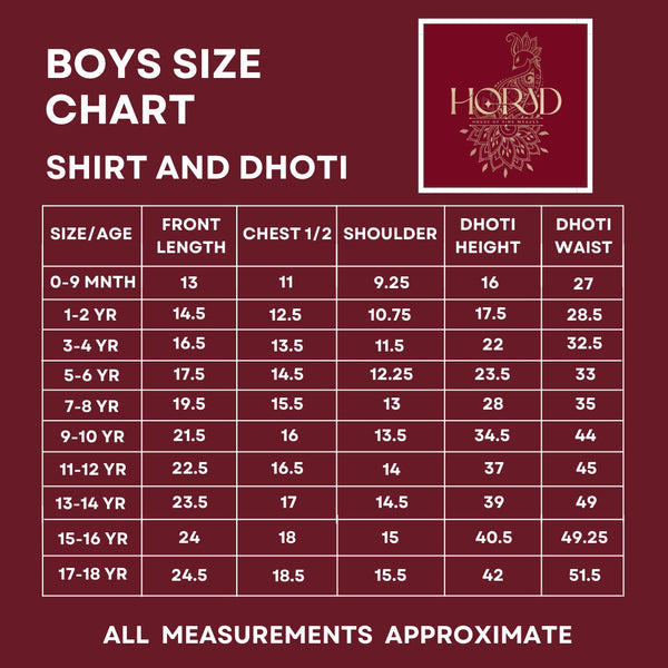 Horad Premium Art Silk Cream Emboss Elephant Border Kids Long Kurta + Kache Panche + Border Angavastram