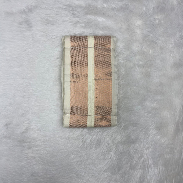 Horad Premium Art Silk Dad and Son Cream Shirt + Cream with Copper Dhoti + Angavastram + Belt