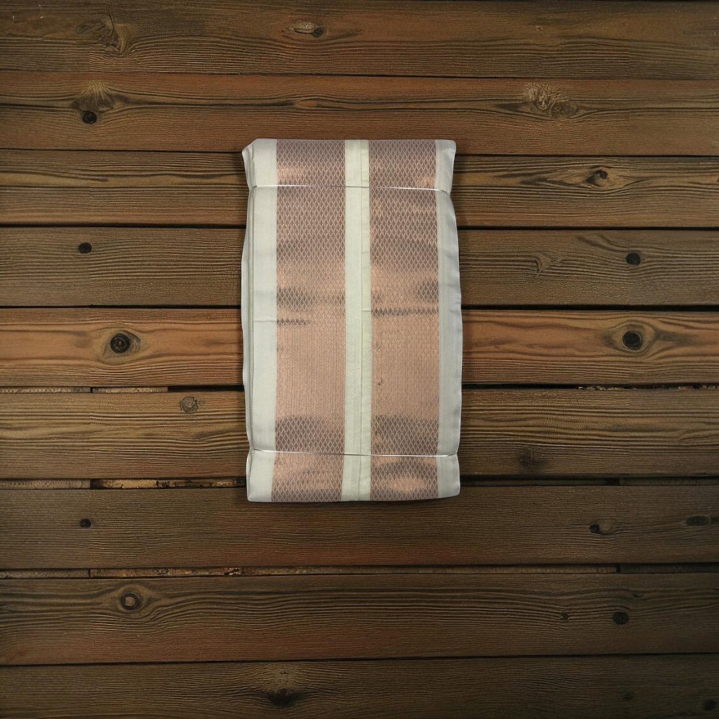 Horad Premium Art Silk Cream Balaji Embroidery Shirt + Cream with Copper Border Dhoti + Angavastram