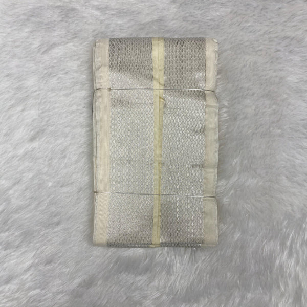 Horad Premium Art Silk Sandstone Shirt + Cream with Silver Dhoti +  Angavastram