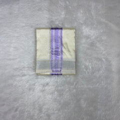 Horad Premium Art Silk Cream Shirt +Cream with  Lavender + Silver Border Dhoti