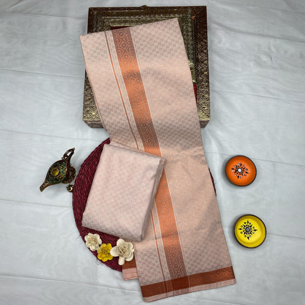 HORAD Kora Cotton Copper Emboss Shirt Material with  Dhoti