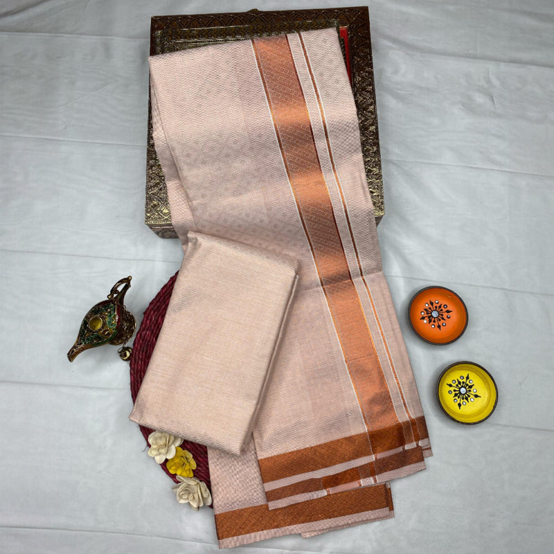 HORAD Kora Cotton Copper Emboss Shirt Material with  Dhoti