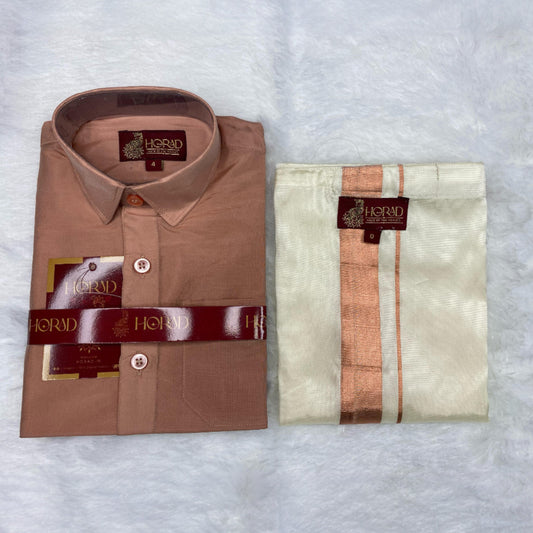 Horad Premium Art Silk Copper with Cream  Kids Set