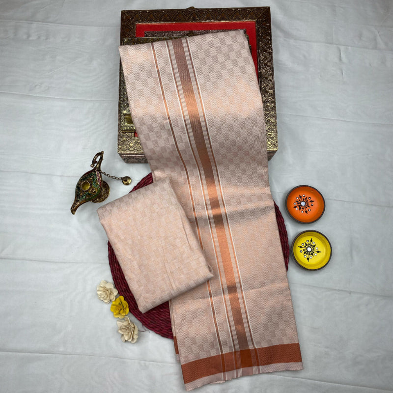 HORAD Kora Cotton Copper Emboss Shirt Material with  Dhoti