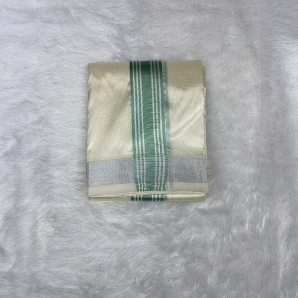 Horad Premium Art Silk Cream with Pista Green Border Dhoti