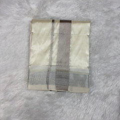 Horad Premium Art Silk Sandstone Shirt + Cream With Silver Dhoti