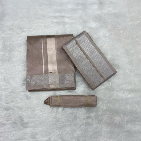 HORAD Premium Art Silk Sandstone  Dhoti + Angavastram + Belt (10X6)