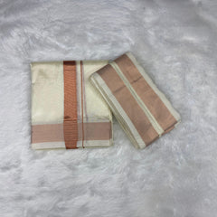 HORAD Premium Art Silk Cream  Dhoti + Angavastram (9X5)