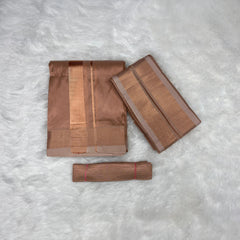 HORAD Premium Art Silk Copper  Dhoti + Angavastram + Belt (9X5)