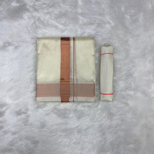 HORAD Premium Art Silk Cream Dhoti + Belt