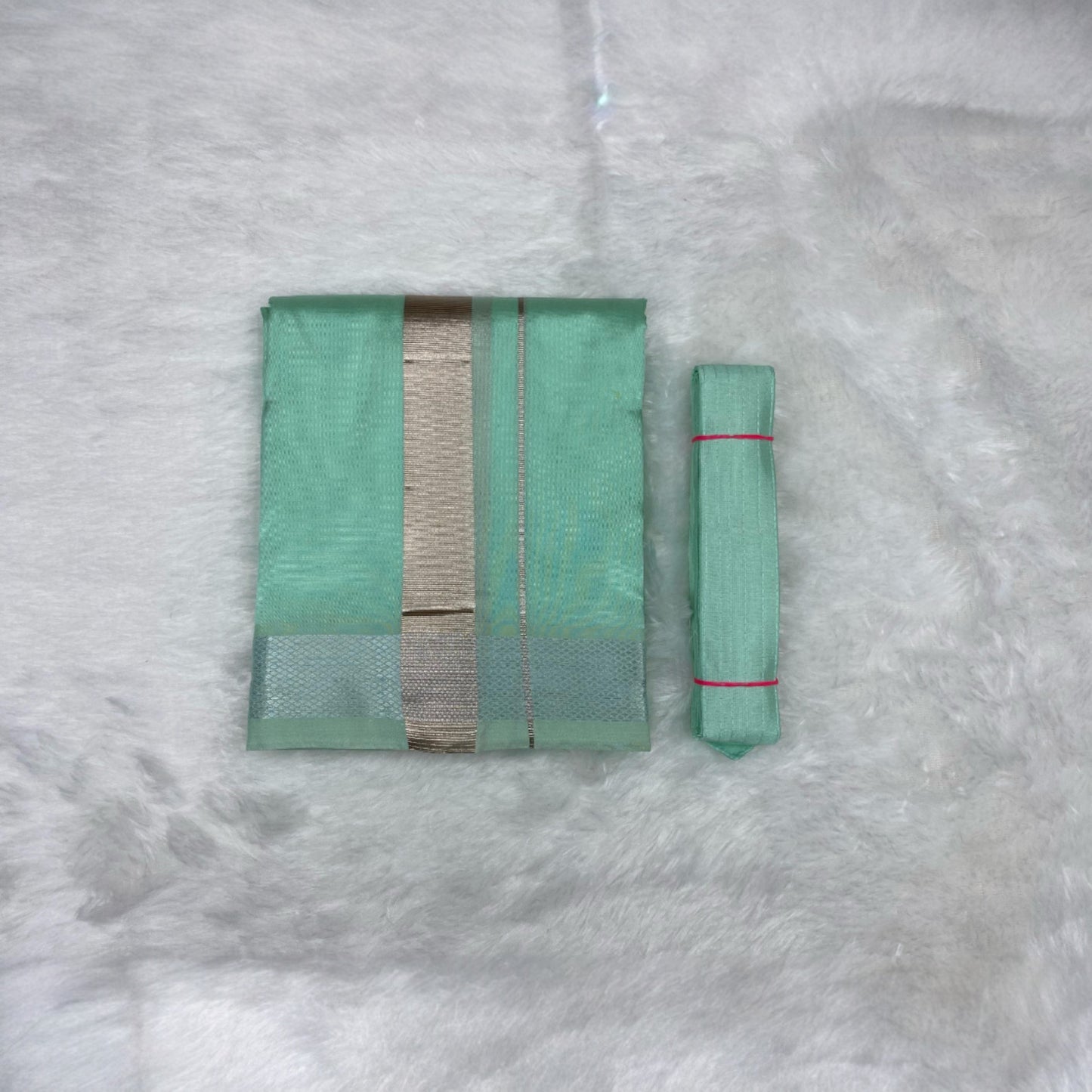 HORAD Premium Art Silk ML.Green Dhoti + Belt