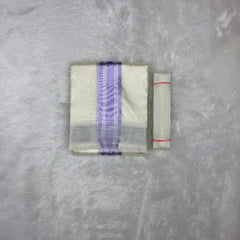 HORAD Premium Art Silk Cream with Lavender+Silver Border Dhoti + Belt