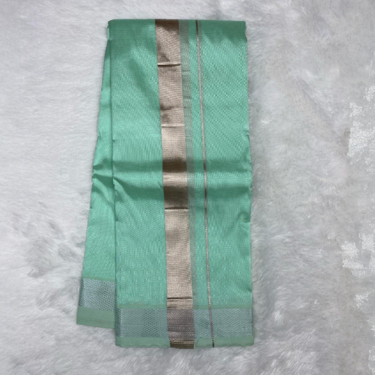 Horad Premium Art Silk ML.Green Shirt + Dhoti + Angavastram