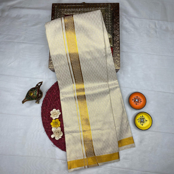 HORAD Kora Cotton Gold Emboss Shirt Material with  Dhoti