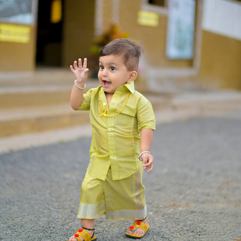 Horad Premium Art Silk FIR.Green Kids Set