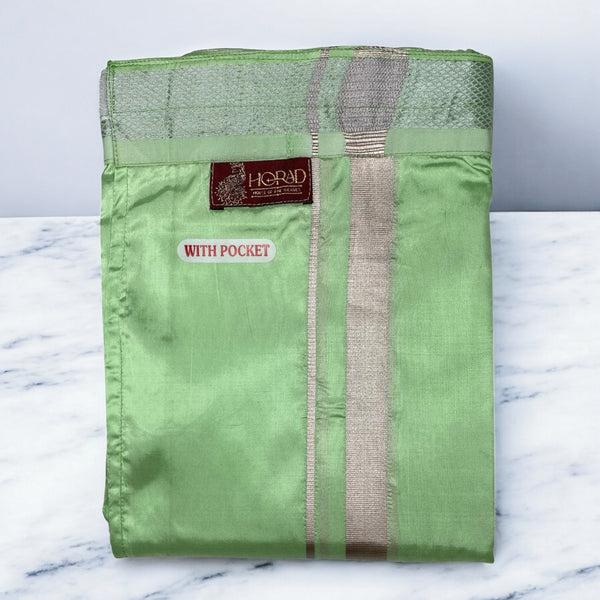 Horad Premium Art Silk Apple Green Welcro Dhoti