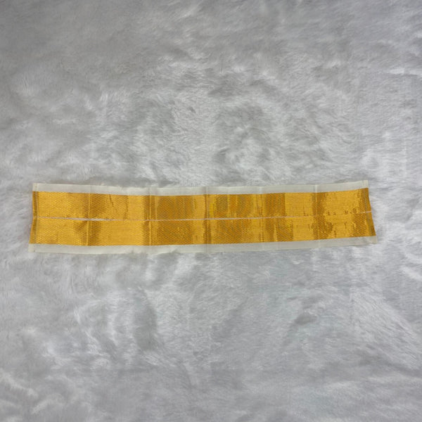 Horad Premium Art Silk Cream Lion Embroidery Long Kurta + Panjakejam + Border Angavastram