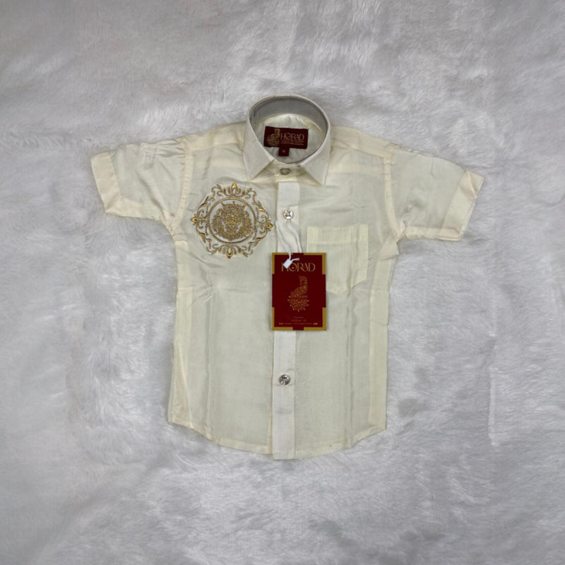 Horad Premium Art Silk Cream Lion Embroidery Kids Set
