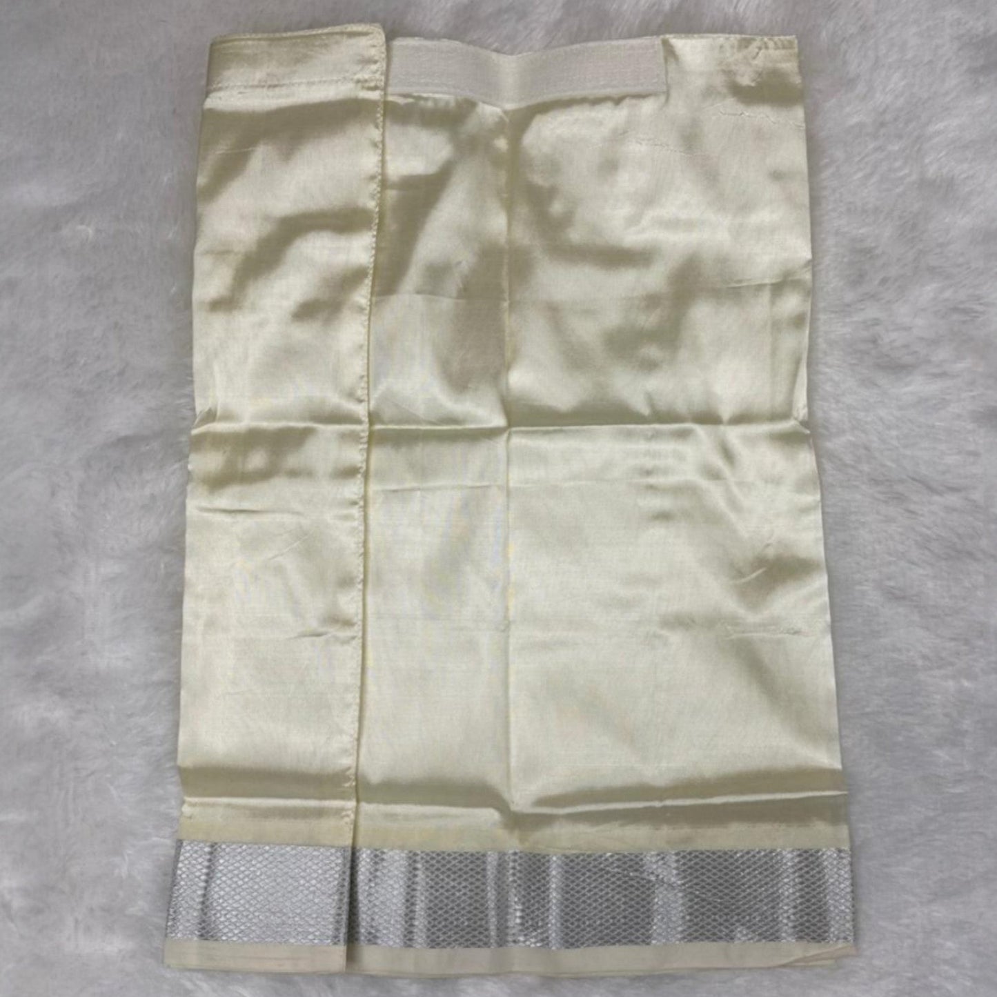 Horad Premium Art Silk Cream Vel and Peacock Embroidery Kids Set